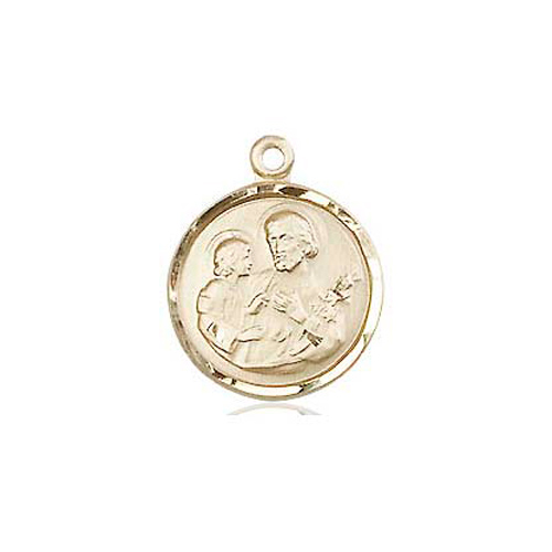 14k Yellow Gold Round St Joseph Medal 1/2in