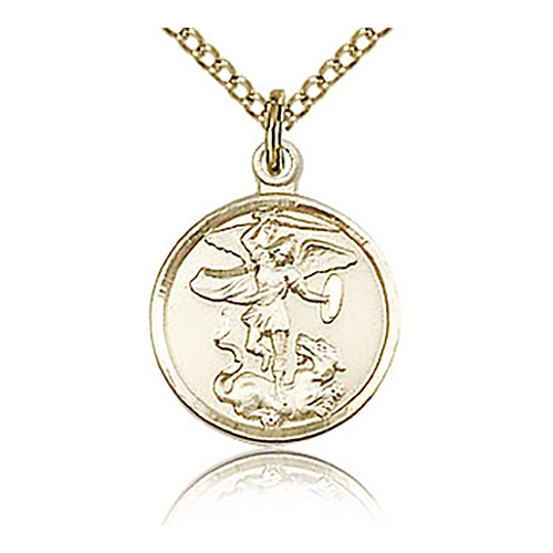 Gold Filled 5/8in St Michael Medal & 18in Chain
