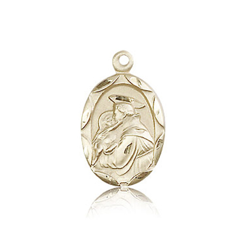 14k Yellow Gold St Anthony Medal with Scalloped Edge 3/4in