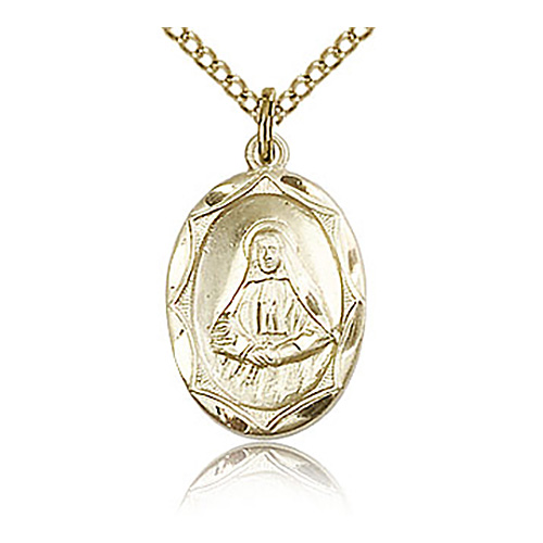 Gold Filled 5/8in St Frances Cabrini Medal & 18in Chain