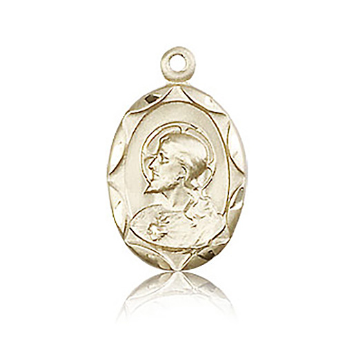 14kt Yellow Gold 3/4in Fancy Oval Scapular Medal
