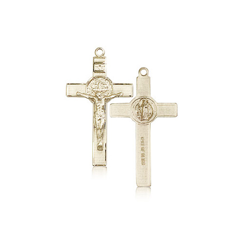 14kt Yellow Gold 1 1/8in St Benedict Crucifix