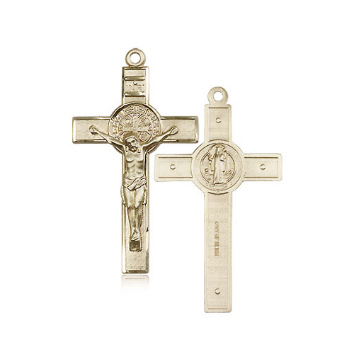 14kt Yellow Gold 1 3/4in St Benedict Crucifix