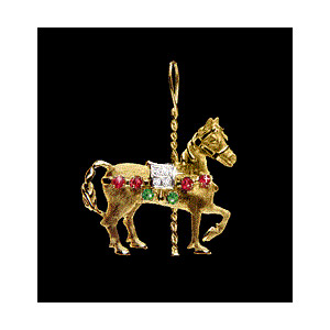 14KT Gold Carousel Horse Pendant