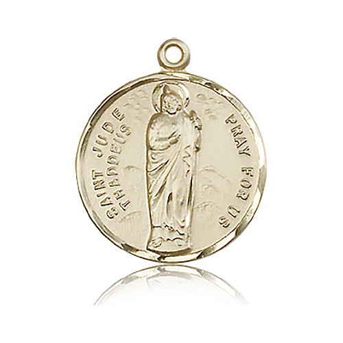 14k Yellow Gold 7/8in Round St Jude Medal