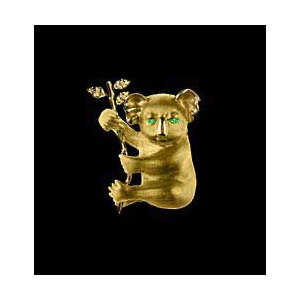 14KT Gold Koala Pendant with Emerald Eyes