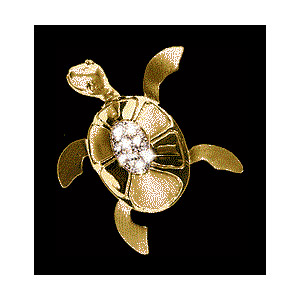 14KT Gold Tortoise Pendant with Diamond Pav&eacute;