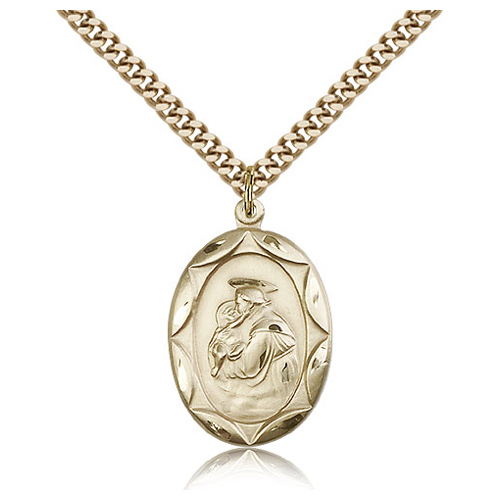 Gold Filled 1in St Anthony Medal & 24in Chain
