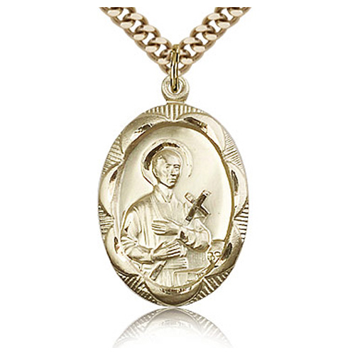 Gold Filled 1in St Gerard Medal & 24in Chain