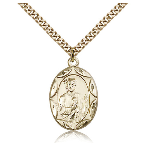 Gold Filled 1in St Jude Medal & 24in Chain