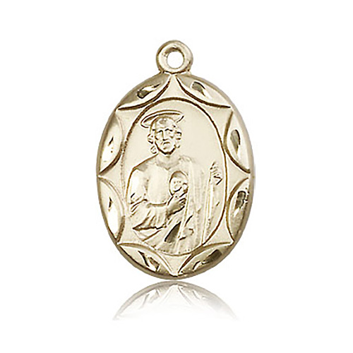 14k Yellow Gold 1in St Jude Medal with Scalloped Edge