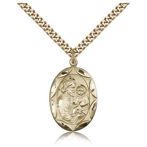 Gold Filled 1in St Joseph Medal & 24in Chain