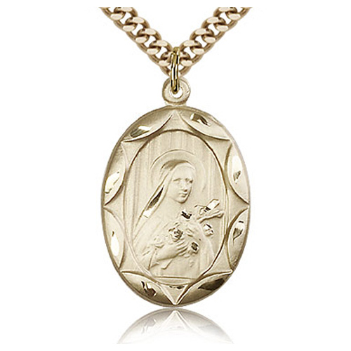 Gold Filled 1in Plain St Theresa Medal & 24in Chain
