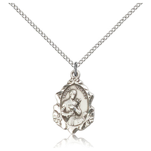 Sterling Silver 3/4in Ornate St Gerard Medal & 18in Chain