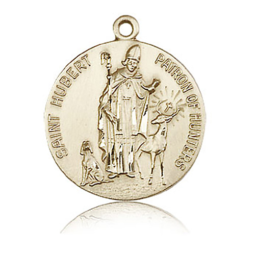 14kt Yellow Gold 7/8in St Hubert Medal