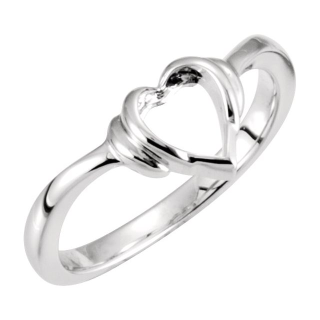 14kt White Gold Open Heart Promise Ring