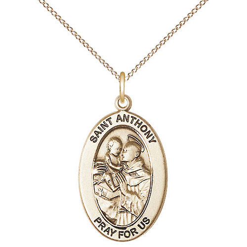 Gold Filled 7/8in St Anthony Medal with 18in Chain