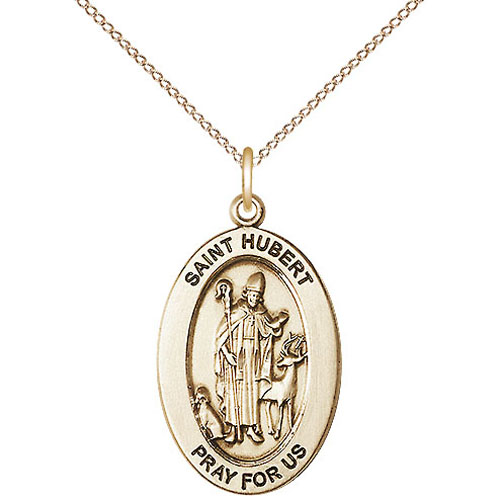 Gold Filled 7/8in St Hubert Medal with 18in Chain