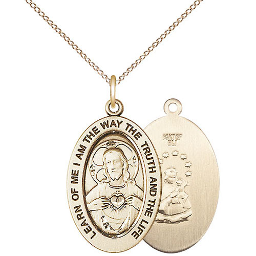 Gold Filled 7/8in Scapular Medal with 18in Chain