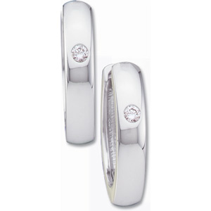 Hinged Earrings with Diamond Accents - 14kt White Gold