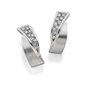 14kt White Gold Hinged Earrings with Diamonds