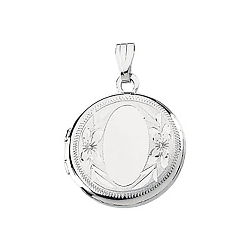 Sterling Silver 5/8in Round Floral Locket