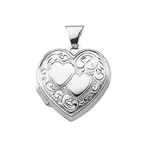 Sterling Silver Two Hearts Locket 3/4in