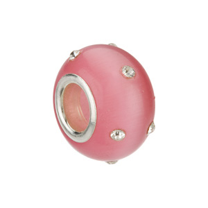 Kera Glass Pink Bead With Crystal Accents
