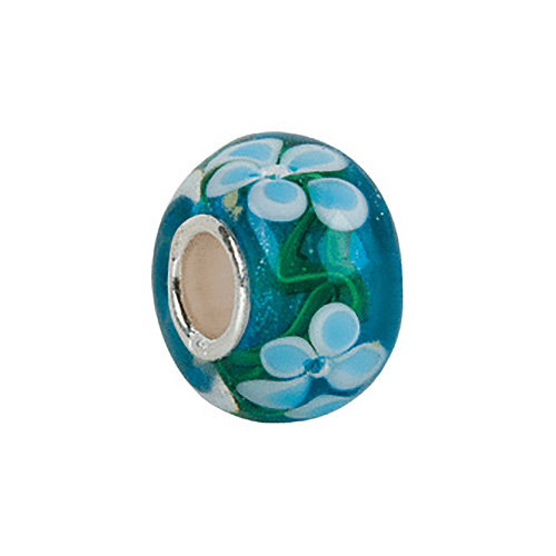 Kera Blue Turquoise Flower Glass Bead