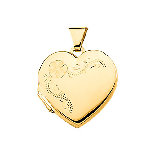 14kt Yellow Gold 11/16in Flower Heart Locket