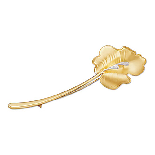 14kt Yellow Gold Leaf Brooch with Diamonds