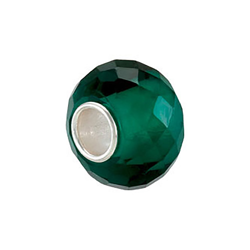 Sterling Silver Kera Teal Faceted Glass Bead