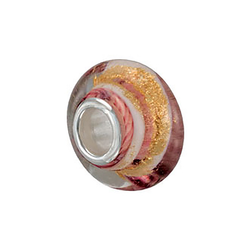 Kera Sterling Silver Pink With Gold Foil Glass Bead