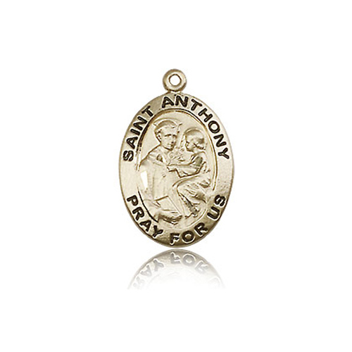 14k Yellow Gold 3/4in St Anthony Medal with Antiqued Letters