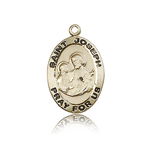 14kt Yellow Gold 3/4in St Joseph Medal with Antiqued Letters