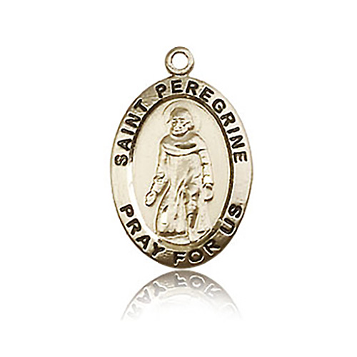 14k Yellow Gold 3/4in St Peregrine Pray For Us Medal