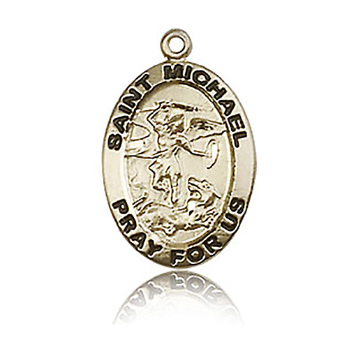 14kt Yellow Gold 3/4in St Michael Medal