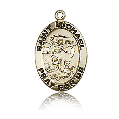 14kt Yellow Gold 3/4in St Michael Medal