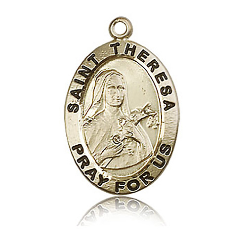 14kt Yellow Gold 1in St Theresa Medal
