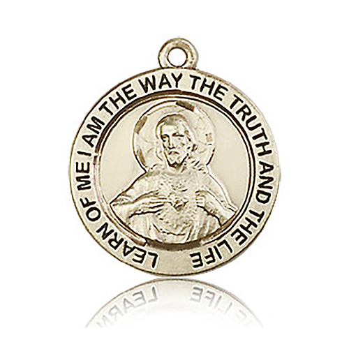 14kt Yellow Gold 3/4in Round Scapular Medal