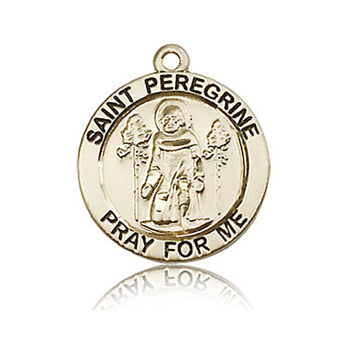 14kt Yellow Gold 3/4in Round St Peregrine Medal
