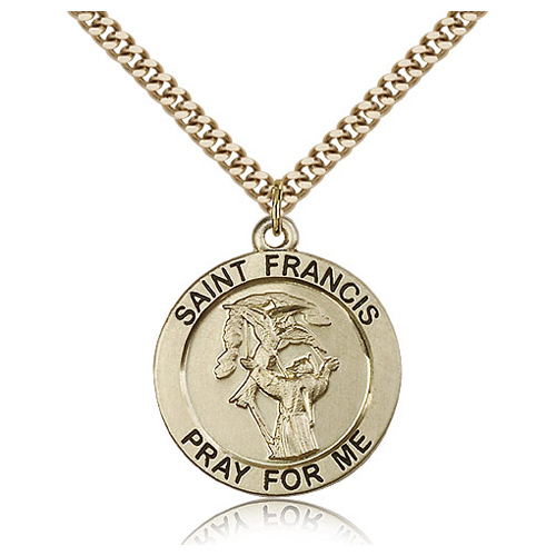 Gold Filled 1in St Francis Medal & 24in Chain