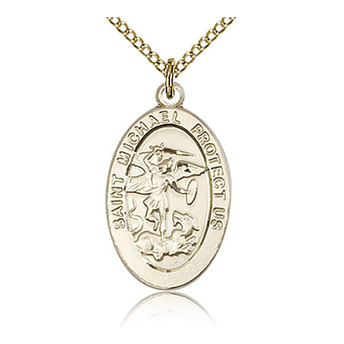 Gold Filled 7/8in St Michael Medal & 18in Chain