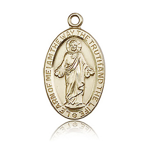 14k Yellow Gold Oval Learn of Me Scapular Medal 7/8in