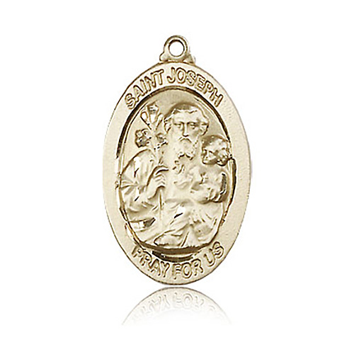 14k Yellow Gold Oval St Joseph Medal 1 1/8in