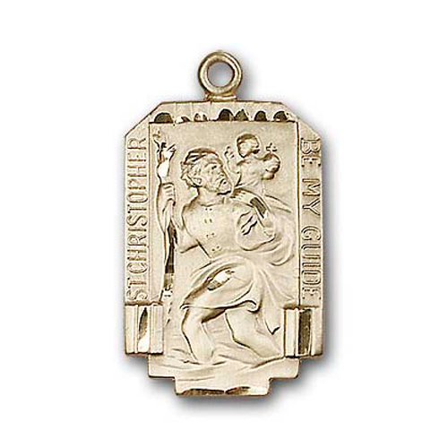 14k Yellow Gold St Christopher Be My Guide Medal 1in