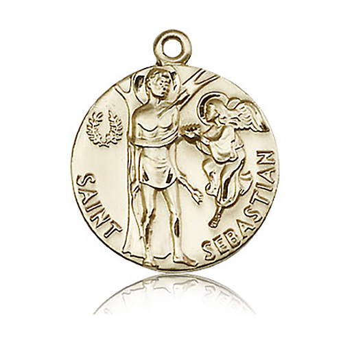 14kt Yellow Gold 1in St Sebastian Medal