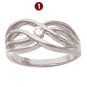 Sloping Twist Sterling Silver Mother's Ring