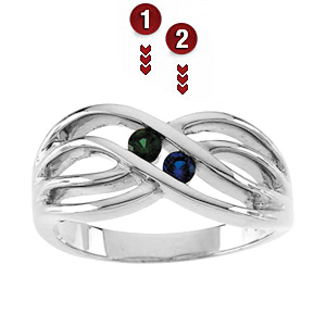 Sloping Twist Sterling Silver Mother's Ring