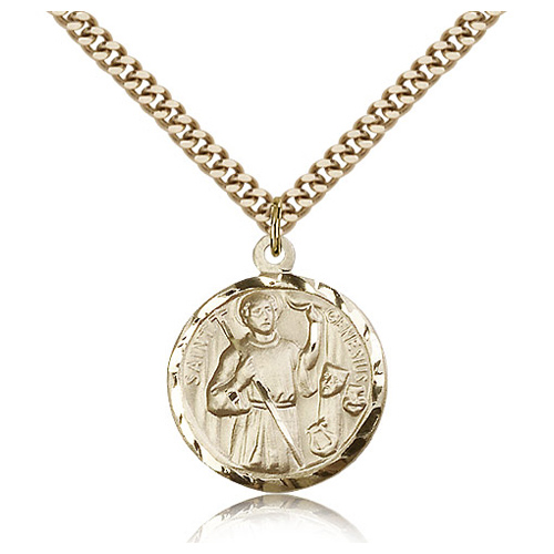 Gold Filled 7/8in St St Genesius Medal & 24in Chain